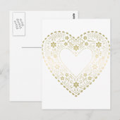 Gold Lace Heart Briefkaart (Voorkant / Achterkant)