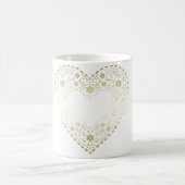 Gold Lace Heart Koffiemok (Center)
