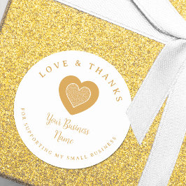 Gold Lace Heart Love & Thanks Supporting Business Ronde Sticker