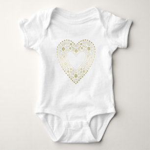 Gold Lace Heart Romper