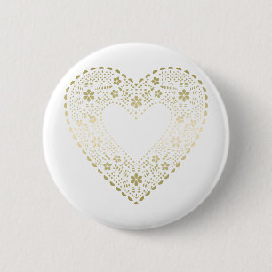 Gold Lace Heart Ronde Button 5,7 Cm