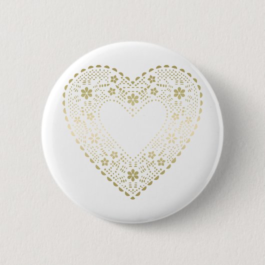 Gold Lace Heart Ronde Button 5,7 Cm (Voorkant)