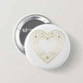 Gold Lace Heart Ronde Button 5,7 Cm (Voorkant /achterkant)