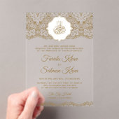 Gold Lace Islamic Muslim Wedding Acryl Uitnodigingen (Insitu (Draagbaar))