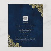 Gold Lace Navy Blue All-in-1 Wedding nodigt QR Co Flyer (Achterkant)