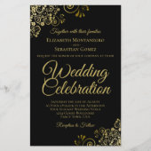 Gold Lace op Black BUDGET Weddenschap Grote uitnod (Voorkant)