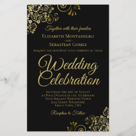 Gold Lace op Black BUDGET Weddenschap Grote uitnod