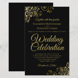 Gold Lace op Black BUDGET Weddenschap Grote uitnod