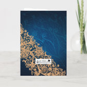 Gold Lace op Blue Mazal Tov Wedding Congrats Kaart (Achterkant)