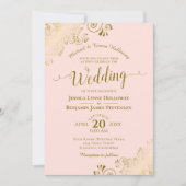 Gold Lace op Blush Pink Elegant Formal Wedding Kaart (Voorkant)