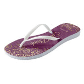 Gold Lace op Cassis Paars The Bride Wedding Teenslippers (Schuin)