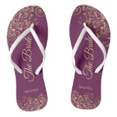 Gold Lace op Cassis Paars The Bride Wedding Teenslippers (Voetbed)