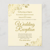 Gold Lace op Cream Wedding Reception BUDGET Invite (Voorkant)