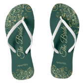 Gold Lace op Emerald Green The Bride Wedding Teenslippers (Voetbed)