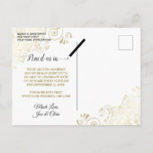 Gold Lace op het marineverbod Save the Date Oval P Aankondigingskaart (Achterkant)