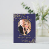 Gold Lace op het marineverbod Save the Date Oval P Aankondigingskaart (Staand voorkant)