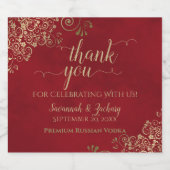 Gold Lace op het Rode Elegant Weddenschap Bedankt Likeurfles Etiket (Enkel label)