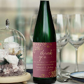Gold Lace op Maroon Burgundy Weddenschap Dank je Wijn Etiket