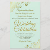 Gold Lace op Mint BUDGET Weddenschap Grote uitnodi (Voorkant)