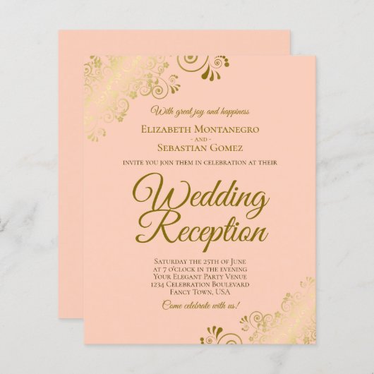 Gold Lace op Peach Weddenschappen Reception BUDGET (Voorkant / Achterkant)