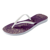 Gold Lace op Plum Paarse Elegant The Bride Wedding Teenslippers (Schuin)