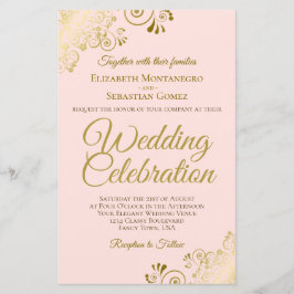 Gold Lace op roze BUDGET Weddenschap Grote uitnodi