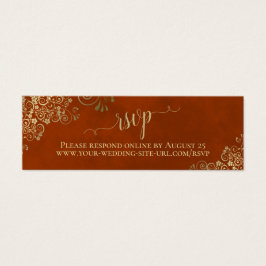 Gold Lace op Rust Oranje Wedding RSVP Online Card Mini Visitekaartjes