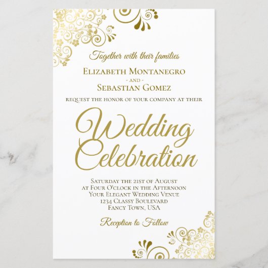 Gold Lace op White BUDGET Weddenschap - Grote uitn (Voorkant)