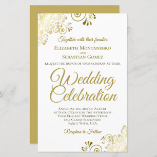 Gold Lace op White BUDGET Weddenschap - Grote uitn