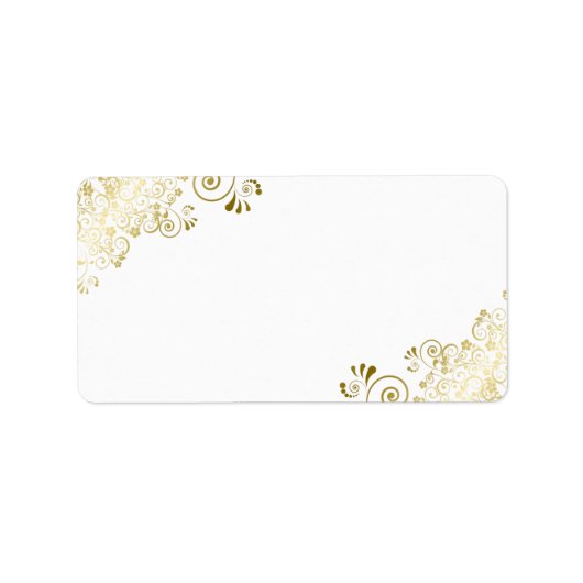 Gold Lace op White Elegant Blank Weduwadres Etiket (Voorkant)