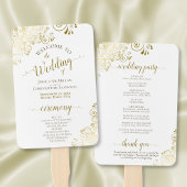 Gold Lace op White Elegant Wedding Program Handwaaier