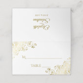 Gold Lace op White Elegant Wedding Write-In Place Plaatskaartje (Buitenkant ongevouwen)