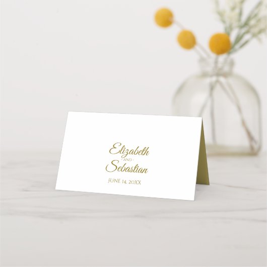 Gold Lace op White Elegant Wedding Write-In Place Plaatskaartje (Achterkant)