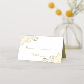 Gold Lace op White Elegant Wedding Write-In Place Plaatskaartje (Voorkant)