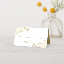 Gold Lace op White Elegant Wedding Write-In Place
