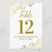 Gold Lace op White Large Wedding Table Number (Achterkant)