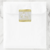 Gold Lace op White Rose Wedding Vierkante Sticker (Tas)