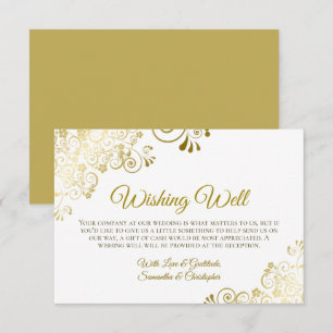 Gold Lace op White Wedding Wishing Well Gifts Informatiekaartje