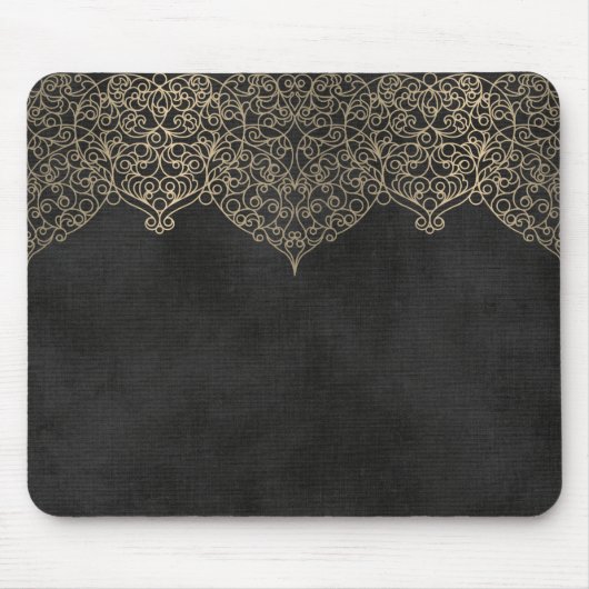 Gold Lace op zwart Muismat (Voorkant)