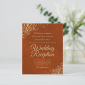 Gold Lace Oranje Wedding Reception BUDGET Invite (Staand voorkant)