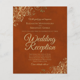 Gold Lace Oranje Wedding Reception BUDGET Invite