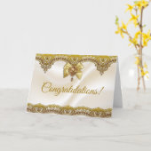 Gold Lace over Satin Jwish Wedding Gefeliciteerd Kaart (Gele Bloem)