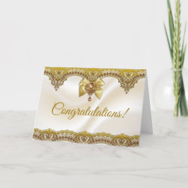 Gold Lace over Satin Jwish Wedding Gefeliciteerd Kaart