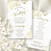 Gold Lace over White Elegant Budget Wedding Progra