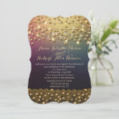 Gold Lace Paars onder de Stars Wedding Inviting Kaart (Staand voorkant)