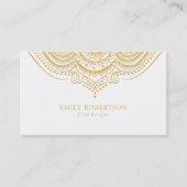 Gold Lace Paisley Mandala op White Visitekaartje (Voorkant)
