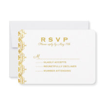 Gold Lace Photo Wedding RSVP