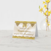 Gold Lace Satin Ribbon 50th Golden Anniverary Kaar Kaart (Gele Bloem)