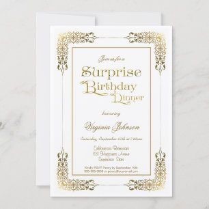 Gold Lace Surprise Birthday Dinner Party Kaart