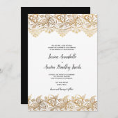 Gold Lace Wedding Invitation  Boho Kaart (Voorkant / Achterkant)